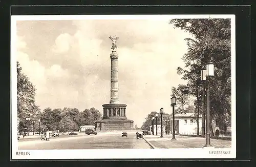 AK Berlin-Tiergarten, Siegessäule mit Automobilen