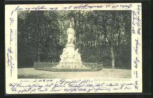 AK Berlin-Tiergarten, Goethe-Denkmal im Tiergarten