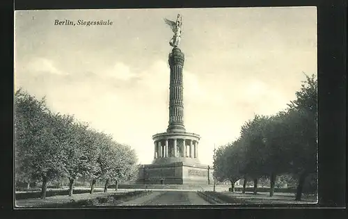 AK Berlin-Tiergarten, Strassenpartie mit Siegessäule