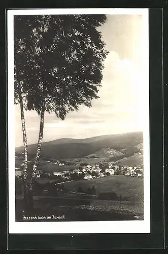 AK Zelezna Ruda na Sumave, Fernblick auf das Dorf