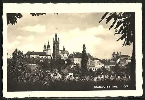 AK Klatovy od jihu, Blick auf Gebäude der Innenstadt