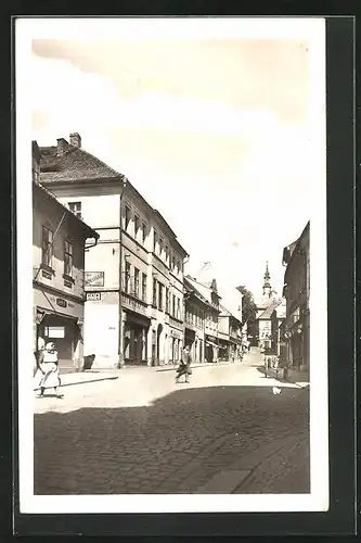 AK Leipa / Ceska Lipa, Strassenpartie im Zentrum