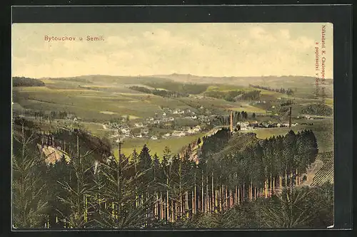 AK Bytouchov u Semil, Panoramablick auf Dorf und Umgebung