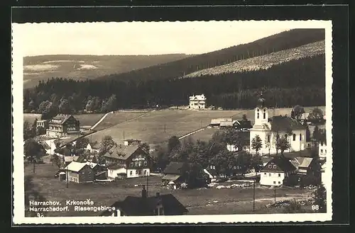 AK Harrachov, Totalansicht mit Kirche