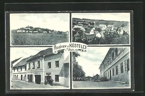 AK Kostelec n. /Vlt., Gasthaus, Ortspartie, Teilansicht