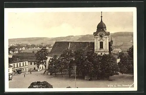 AK Budweis / Ceske Budejovice, Tyn, Vlt. Namesti, Kirche am Markt