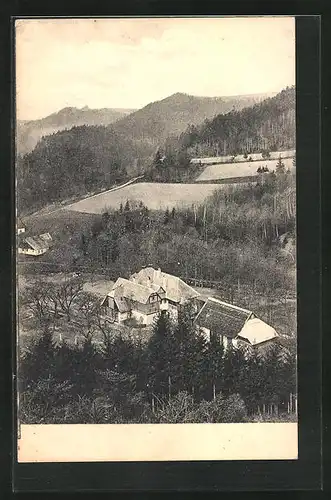 AK Nove Mesto, Gehöft aus der Vogelschau