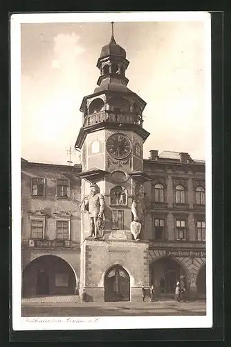 AK Arnau / Hostinne, Ansicht vom Rathaus