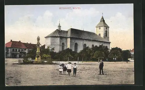 AK Nechanice, Kostel, Namesti