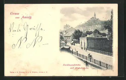 AK Aussig / Usti, Ferdinandshöhe mit Bielabrücke
