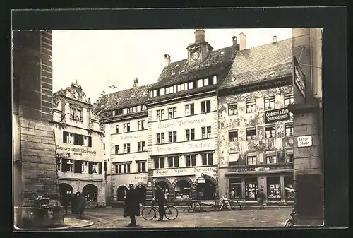 AK Meersburg, Gasthof Barbarossa, Café Carl Göhner und Papiergeschäft Kanzleistrasse Ecke Obermarkt