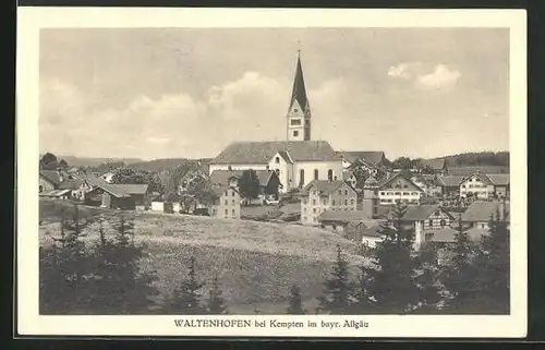 AK Waltenhofen bei Kempten im bayr. Allgäu, Ortspartie mit Kirche