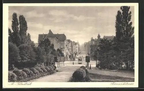 AK M.-Gladbach, Bismarckstrasse mit Strassenbahn