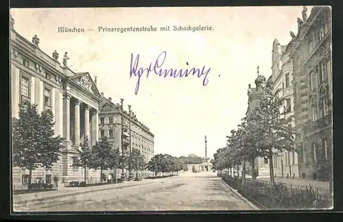 AK München, Prinzregentenstrasse mit Schackgalerie