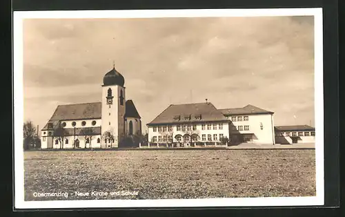 AK München-Obermenzing, Neue Kirche und Schule