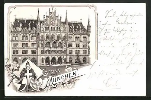 Lithographie München, Rathaus, Münchner Kindl