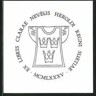 Exlibris Clarae Neveus Heroldi Regni Suetiae, Hemd mit Kronen