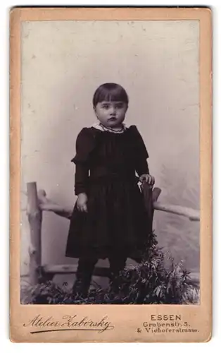 Fotografie Atelier Zaborsky, Essen, Grabenstr. 5, Portrait süsses kleines Mädchen an einem Holzzaun stehend