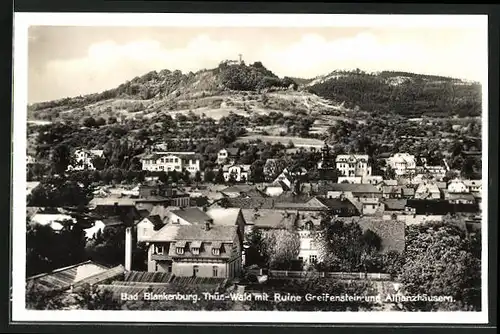 AK Bad Blankenburg, Thüringer Wald mit Ruine Greifenstein und Allianzhäusern