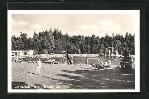 AK Grossröhrsdorf / Oberlausitz, Massenei-Bad im Sonnenschein