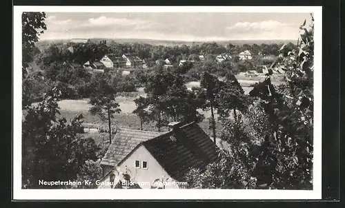 AK Neupetershain, Ortsansicht vom Wasserturm