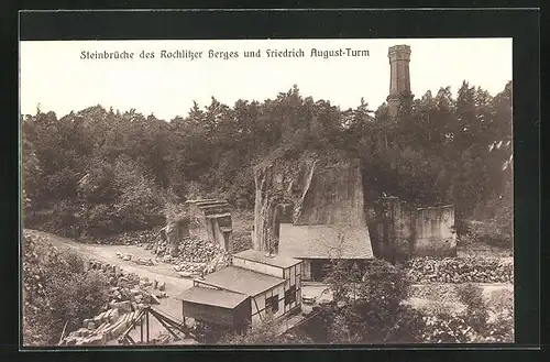 AK Rochlitz i. Sa., Steinbrüche des Rochlitzer Berges und Friedrich August-Turm