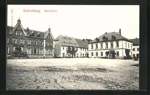 AK Wechselburg, Marktplatz mit Gasthof zum Löwen