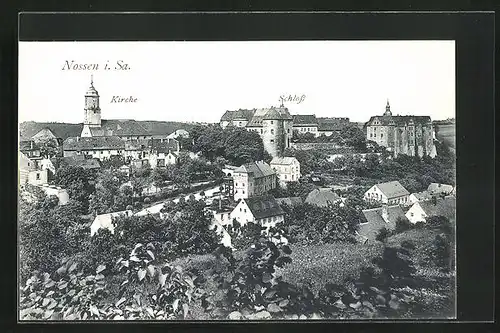 AK Nossen i. Sa., Teilansicht mit Kirche und Schloss