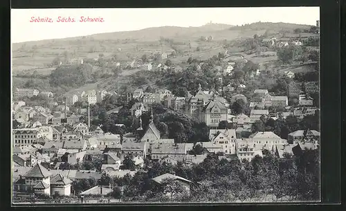 AK Sebnitz / Sächs. Schweiz, Panoramablick vom Berg