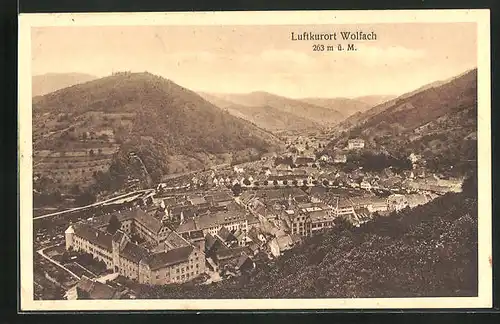 AK Wolfach, Panoramablick vom Berg