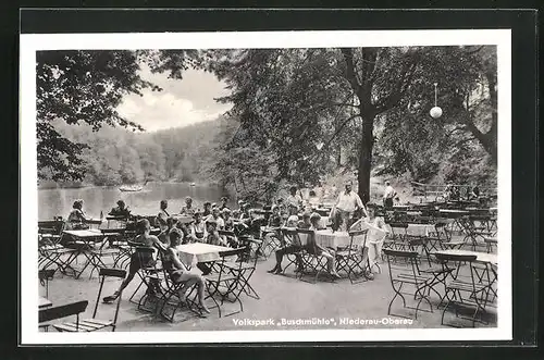 AK Niederau-Oberau, Volkspark Buschmühle, Café-Terrasse