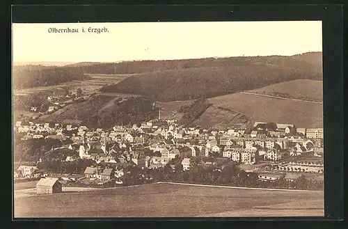 AK Olbernhau / Erzgeb., Panoramablick aus der Vogelschau