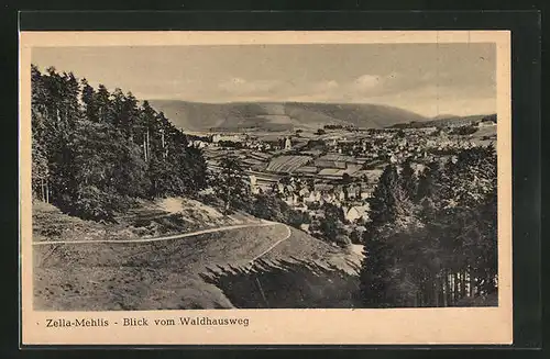 AK Zella-Mehlis, Panoramablick vom Waldhausweg