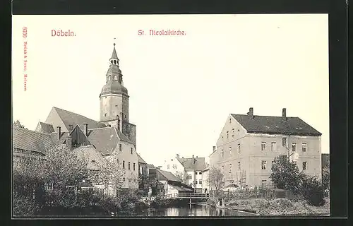 AK Döbeln i. Sa., Blick zur St. Nicolaikirche