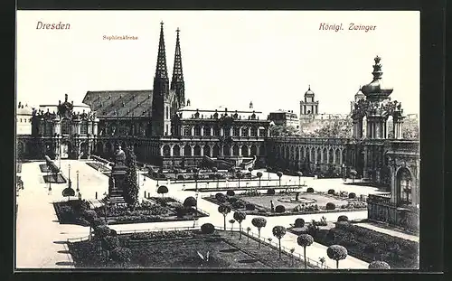 AK Dresden, Sophienkirche und Kgl. Zwinger