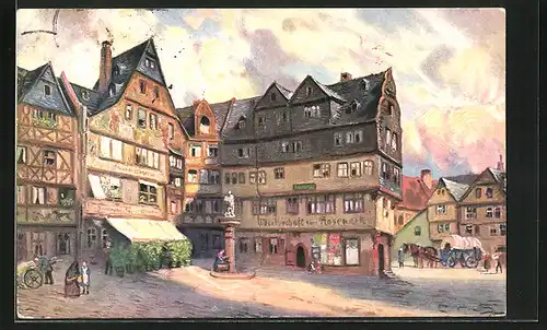 Künstler-AK Alt-Frankfurt, Gasthaus zur Roseneck