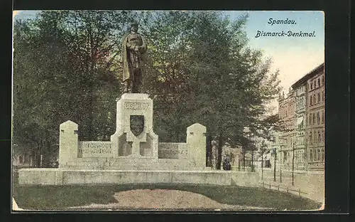 AK Berlin-Spandau, Partie am Bismarck-Denkmal