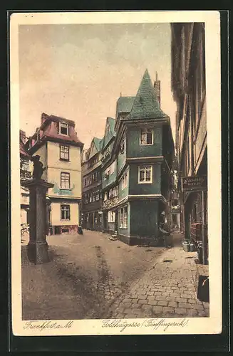 AK Alt-Frankfurt, Goldhutgasse mit Fünffingereck