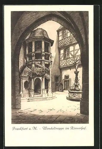 AK Alt-Frankfurt, Wendeltreppe im Römerhof