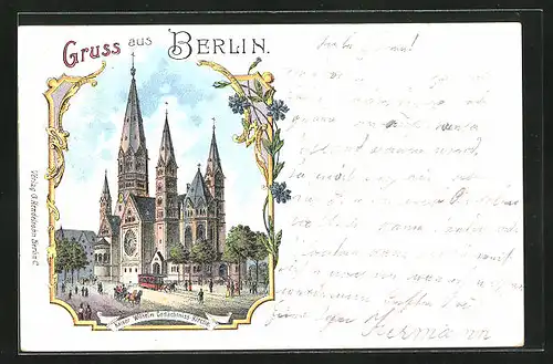 Lithographie Berlin-Charlottenburg, Kaiser Wilhelm Gedächtnis-Kirche