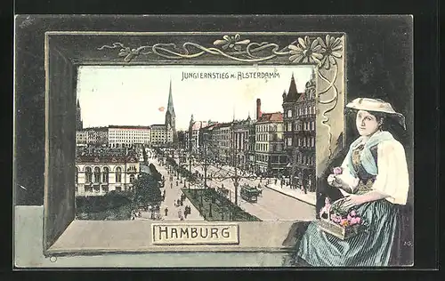 AK Hamburg-Neustadt, Blick auf Jungfernstieg und Alsterdamm