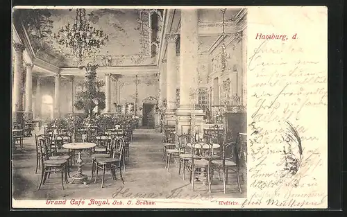AK Hamburg-St. Pauli, Grand Café Royal, Innenansicht