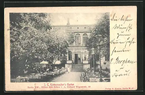 AK Berlin-Tiergarten, Restaurant J. C. Kistenmacher`s Garten in der Wagnerstr. 10, Ansicht der Terrasse