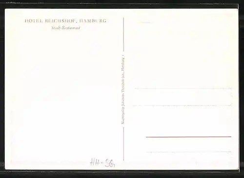 AK Hamburg-St.Georg, Hotel Reichshof, Innenansicht vom Stadt-Restaurant