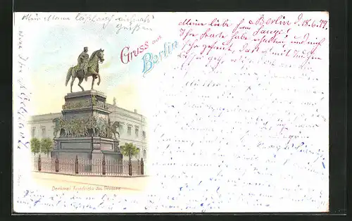 Lithographie Berlin, Denkmal von Friedrich des Grossen