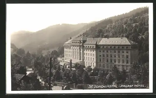 AK St. Joachimstal, Palast Hotel aus der Vogelschau