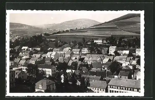 AK Graslitz, Ortsansicht aus der Vogelschau mit Berge