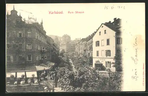 AK Karlsbad, Hotel an der Parkstrasse