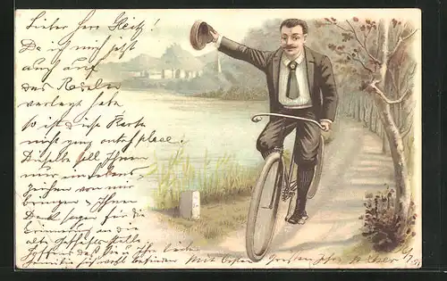 AK Junger Mann auf einem Fahrrad