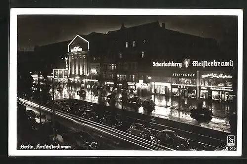 AK Berlin-Charlottenburg, Kurfürstendamm bei Nacht